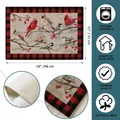 Christmas bird and red plaid placemat 12x18 inch cotton linen fabric feature guide - Buffalo Plaid Winter Cardinal Bird
