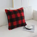 Fodera per cuscino in peluche a quadri rossi e neri per decorazione divano casa - 棋盘红黑