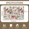 Heat-resistant Christmas placemat with cardinal bird and pine cone pattern print - Dark Brown Cardinal Pinecones Berries
