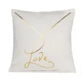 Housse de coussin blanche élégante avec motif doré Love et imprimé de chaîne fine - Style 5