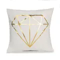 Housse de coussin carrée blanche avec motif diamant doré imprimé devant - Géométrique Diamant (Style 6)