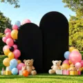 Elastische schwarze Bogen-Hintergrundabdeckung für Hochzeits- und Partydekorationen - Schwarz / 120*50cm