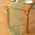 Eleganter hellgrüner Tüll-Tischläufer mit Perlenakzenten für Hochzeits-Tischdekoration - 80*100cm / Hellgrün