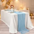 Light blue bohemian wrinkled gauze table runner for wedding and party decorations. - 90*180cm / Light Blue