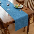 High-quality blue thickened linen solid color table runner for elegant home dining decor - Blue / 33*180cm