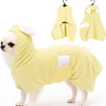 Gelber Kapuzen-Hundebademantel mit saugfähigem Schnelltrockentuch und Hasenohren - XS / Gelb