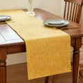 Premium modern yellow solid color linen textured table runner for elegant dining room decor - Yellow / 30x160cm