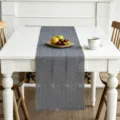 Modern grey minimalist cotton linen crochet table runner for home dining room table decor - 30*91cm / Gray