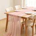 Eleganter rosa Chiffon Tischläufer für Hochzeiten Party Boho romantische Deko - Hellrosa
