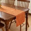 Thickened faux linen solid color table runner in terracotta orange for dining decor - Orange / 30x160cm