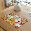 Festive Christmas gingerbread man cotton linen placemat with Sweet Holiday print - 32*45cm / Christmas Gingerbread Print (7603-11)