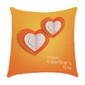Detailweergave van oranje Valentijnsdag kussensloop met een 3D gelaagd hartpatroon - 3D Stereo Hart Stijl (6709-18) / 45x45cm
