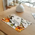 Festive cotton linen Halloween placemat with watercolor pumpkins and bat designs - 32*45cm / Halloween Pumpkin Bat (7603-1)