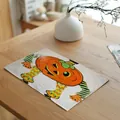 Festive Halloween cartoon pumpkin print cotton linen placemat for home dining table - 32*45cm / Cartoon Humanized Pumpkin (7603-13)