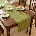 Solid green thickened linen table runner for elegant home and restaurant dining decor - Fruit Green / 30x160cm