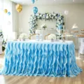 Sky blue ruffled willow table skirt for wedding and party dessert table decoration - 78x183cm / Sky Blue