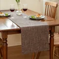 Premium thick solid color faux linen table runner in dark brown rustic woven texture - Dark Coffee / 30x160cm