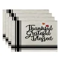 Set of 4 linen Thanksgiving placemats with 'Thankful Grateful Blessed' text and maple leaves. - Thankful Grateful Blessed Style (CD22924 -44) / 32*45CM (4 Pieces/Pack)
