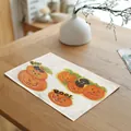 Halloween pumpkin and black cat printed cotton linen placemat on wooden table - 32*45cm / Pumpkin Black Cat Combo (7603-6)
