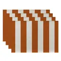 Set of 4 orange and white vertical striped cotton linen placemats for table - Orange and White Stripes Style (CD22924 -52) / 32*45CM (4 Pieces/Pack)