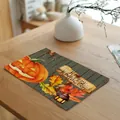 Decorative Halloween cotton linen placemat featuring a pumpkin and maple leaf design - 32*45cm / Retro Halloween Pumpkin (7603-7)