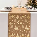 Eleganter Tischläufer mit goldenen Weihnachtsbäumen für festliche Tischdeko - 28cm*275cm / 5 Goldener Baum
