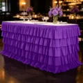 Elegante paarse gelaagde tafelrok met ruches voor bruiloftsbanketten en feestdecoraties - 183x78cm / Paars