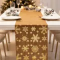Eleganter brauner Weihnachtstischläufer mit goldenen Schneeflocken für die Deko - 28cm*275cm / 6金雪花