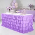 Lavendel meerlaagse tule tafelrok met ruches voor decoratie van feesttafels - 183x78cm / Violet