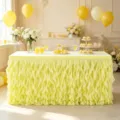 Faldón de mesa con volantes amarillos multicapa para decoración de bodas y fiestas - Amarillo