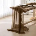 Eleganter brauner Tischläufer aus Crinkle-Gaze für Boho-Hochzeit und Partydekoration. - Dunkelbraun