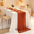 Elegante terracotta boheemse kaasdoek tafelloper voor bruiloft en feest tafeldecoratie - Roest
