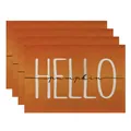 Set of 4 orange cotton linen Thanksgiving placemats with Hello Pumpkin printed design - Orange HELLO Pumpkin Style (CD22924 -47) / 32*45CM (4 Pieces/Pack)