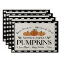 Rustic cotton linen Thanksgiving pumpkin placemat set with buffalo check borders - Black and White Plaid Three Pumpkins Style (CD22924 -64) / 32*45CM (4 Pieces/Pack)