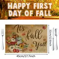 Autumn harvest pumpkin sunflower linen placemat with 'It's fall Y'all' print, 45x32cm size - Pumpkin Crate (sku4) / 32*45cm