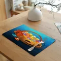 Rectangular Halloween placemat with pumpkin basket illustration on a wooden dining table - Style 12 (20001-12)