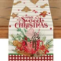 Christmas table runner featuring festive gingerbread and hot cocoa design - 33x92cm / Gingerbread and Cocoa Style