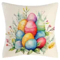Easter egg watercolor print linen throw pillow cover for festive living room sofa decoration - Watercolor Eggs with Polka Dot Texture (YM250118-42) / 45x45cm