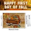 Tovaglietta in lino autunnale con design camion di zucche 45x32cm per tavolo decorativo - Pickup Retro (sku6) / 32*45cm