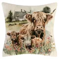 Funda de cojín decorativa con acuarela de vaca de las Tierras Altas para sofá rústico - Ilustración de Vaca de las Tierras Altas (YM251103-8) - Estilo Súper Suave / 45x45cm (Sin Relleno)