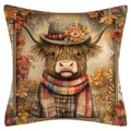 Highland cow autumn cushion cover in warm fall colors - Highland Cow Style Fourteen / 45x45cm