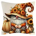 Fall gnome pillow case with pumpkin and sunflower print - Gnome Plaid Witch Hat (YM2504262--11) / 45x45cm