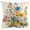 Quadratischer Kissenbezug aus Leinen mit buntem Wildblumenmuster für Sofa Dekore - 45x45cm / Beige Floral Stil (YM250116-11)