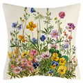 Kissenbezug mit dekorativem Wildblumenmuster für das Frühlingssofa im Wohnzimmer - 45x45cm / Beige Floral Stil (YM250116-13)