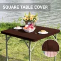 Dunkelbraune dehnbare quadratische Tischdecke mit elastischem Rand für Picknicks - 120*120cm / Kaffeebraun