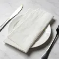Premium white slub cotton napkin with overlocked edges for elegant table decor setting - 32x32cm (1 Piece) / White (CD260703-4)