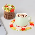 Handmade colorful crocheted flower coaster and matching mini potted plant decoration set - Multicolor Floral Style (CD260616---11) / Multicolor