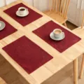 Lot de 4 sets de table rouge foncé isolants à texture lin pour décoration de table - 1 Pièce/Paquet / Bordeaux