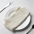Cream slub cotton cloth napkin with frayed fringe edges for elegant dining decor - 32x32cm / Off White