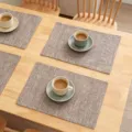Set de table double couche résistant à la chaleur avec texture en lin gris pour table chic - 1 Pièce/Paquet / Café Clair